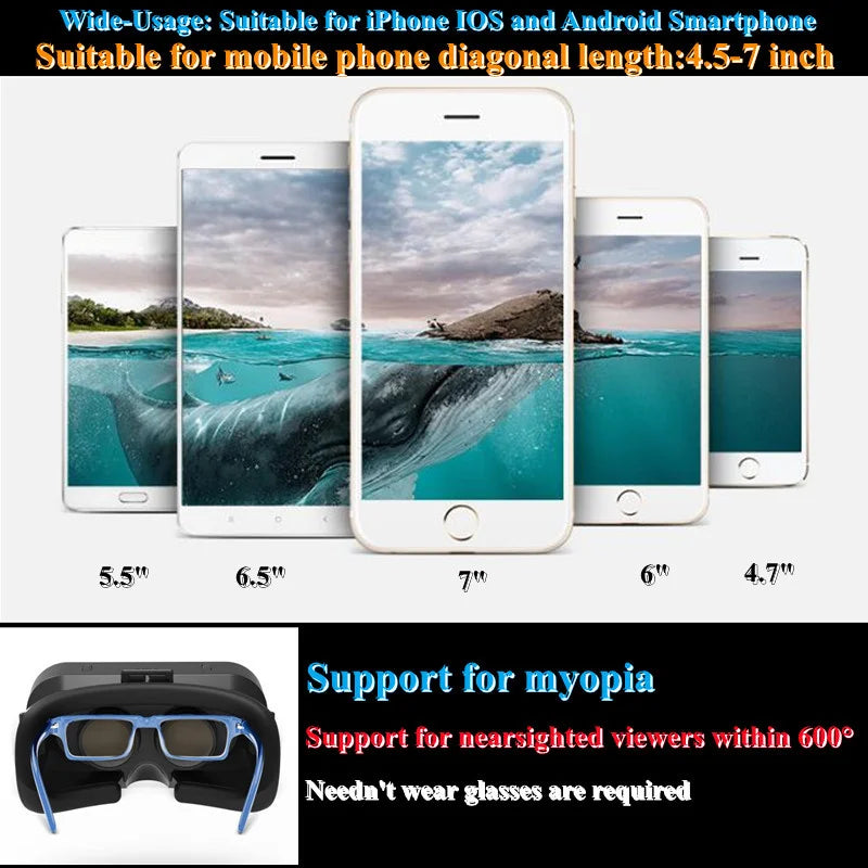 3D Device Helmet Goggles Lenses For Smartphone Smart Phone With Game Controller