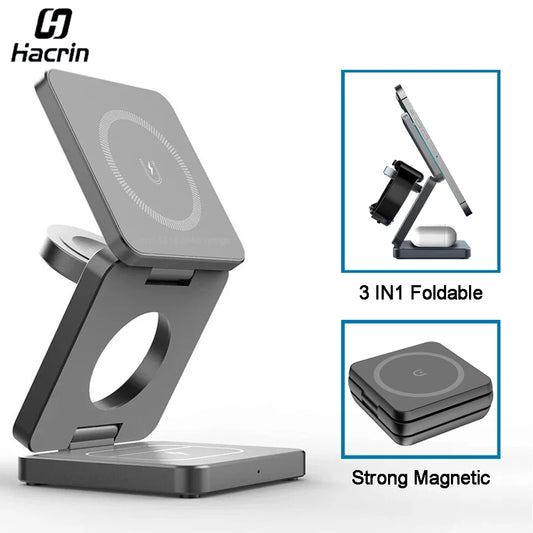 3 in 1 Foldable Magnetic Wireless Charging Station for iPhone