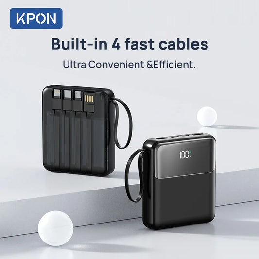 KPON 22.5W Power Bank with Built-in 4  Cables